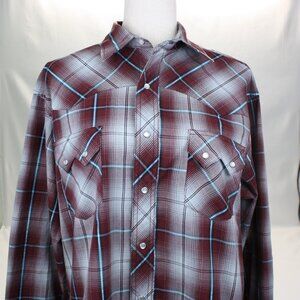 Womens Wrangler Western Long Sleeve Peral Snaps Large Shirt